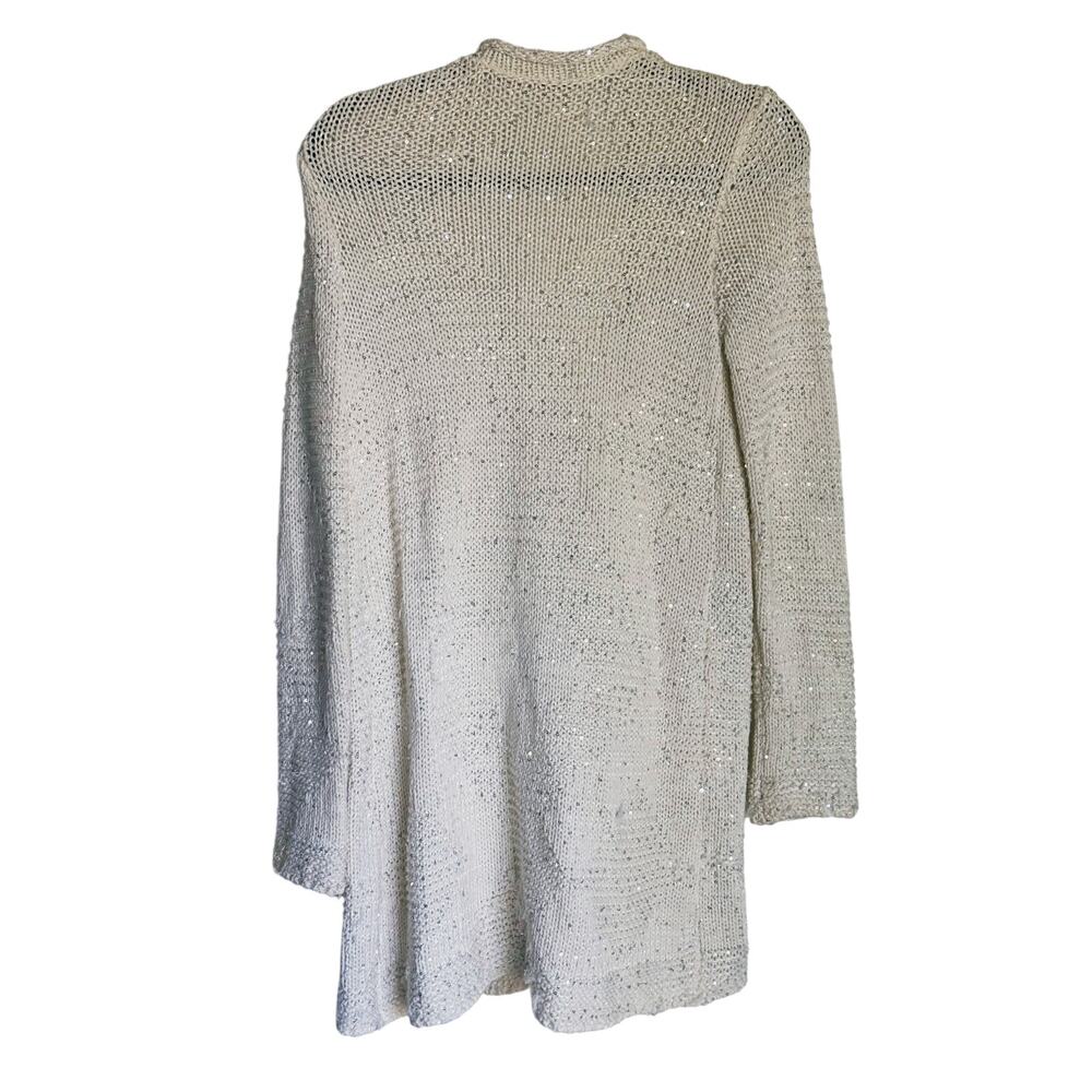 Calypso Fairy Sequin Open Front Cardigan Xs Cream… - image 4